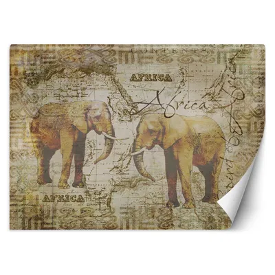 Produktbild von FOTOTAPETE Safari Afrika Elefanten 450x315 cm VLIES Tapete Wandtapete Wandbilder Wanddekoration Design Wohnzimmer Schlafzimmer Flur Büro Küche
