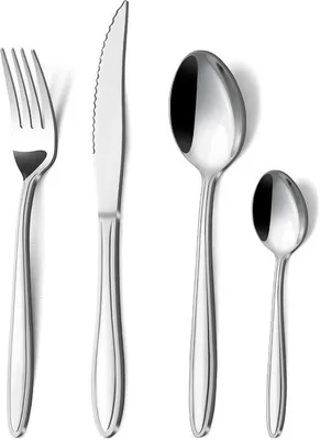 Produktbild von Besteckset für 6 Personen – 24-teiliges Edelstahlbesteck – Elegant mit geraden Griffen – Perfekt für Abendessen oder festliche Anlässe