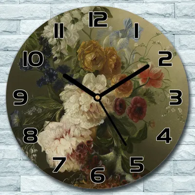 Produktbild von Wanduhr aus Glas Rund fi 30 Stilllebenmalerei Quarz Deko Schlafzimmer Büro