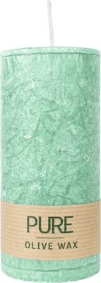 Produktbild von 100% PURE, OLIVE WAX, vegane Stumpenkerze, Smaragd, WENZEL, 130/60 mm, Brenndauer ca. 40h