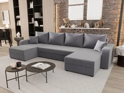 Produktbild von BEDANTE WOHNLANDSCHAFT HEWLET U BIS Itaka 50 Grau mit Schlaffunktion U-Form Sofa mit Stauraum Bettkasten Wohnzimmersofa Couch Sofa Bettsofa Bettkasten Bettcouch