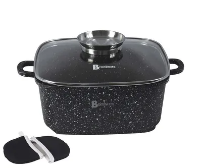 Produktbild von Granitbeschichtet Töpf Kochtopf 6.5L 28Cm Glasdeckel Antihaftbeschichtung Aroma Knauf Brunbeste Bb-1930