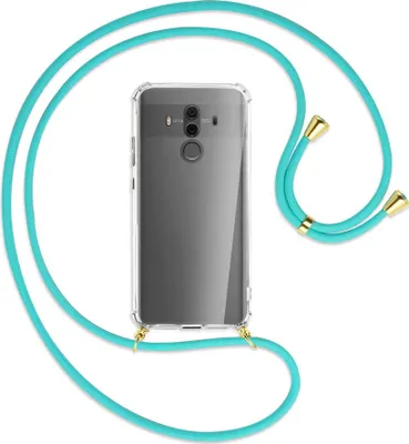 Produktbild von Handykette Backcover-Schutzhülle mit Band (Metall goldfarben) für Huawei Mate 10 Pro - türkis