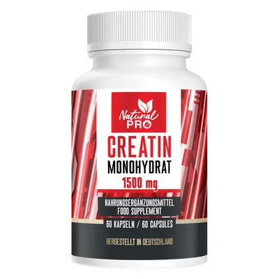 Produktbild von Natural Pro | Creatin Monohydrat | 1500mg Kreatine Monohydrate pro 2 Kapseln