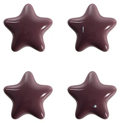 Zdjęcie produktu dla Clayre & Eef Zestaw 4 gałek do drzwi Star Ø 4 cm Fioletowa ceramika