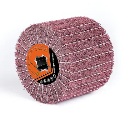 Produktbild von 80# Schleifbürste für Satiniermaschine, Kunstfaserbürste PA-Fasern + Schleifpapier, 12x10cm Polierbürste Reibfest Schleifen Oxid Schmutz Lack entferne