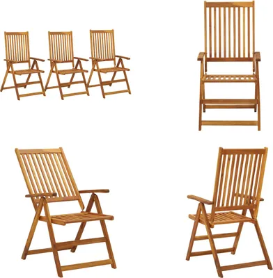 Produktbild von vidaXL Verstellbare Gartenstühle 3 Stk. Massivholz Akazie - Gartenstuhl - Gartenstühle - Stuhl - Stühle
