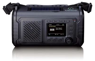 Immagine prodotto di Lenco PDR-055BK - Radio di emergenza con DAB+/FM, ASA e power bank da 10.000 mAh - Torcia, ricarica solare e a manovella - Colore nero