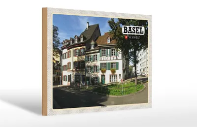 Produktbild von Holzschild Reise Basel Schweiz Kleinbasel Stadt 30x20cm
