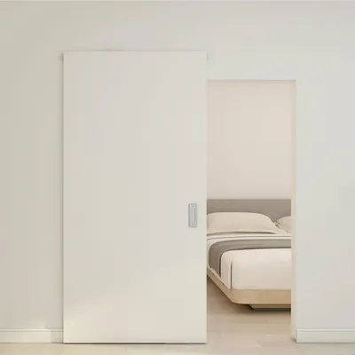 Produktbild von Inova Holzschiebetür Weiß 210 x 103 cm Komplettset mit unsichtbarer Laufschiene und Softclose