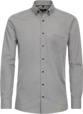 Produktbild von REDMOND Herren Businesshemd Langarm Button-Down Modern-Fit Schwarz gemustert XL