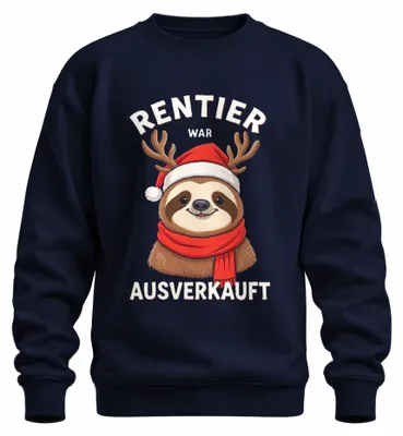 Obrázek produktu pro Reindeer bylo Sloth with Antlers Christmas Hat Uni mikina, Navy, XXL