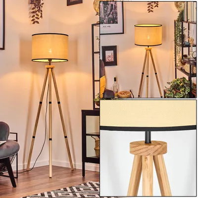 Produktbild von Tamarispa Stehlampe aus Holz/Papiergeflecht in Naturfarben/Beige/Schwarz