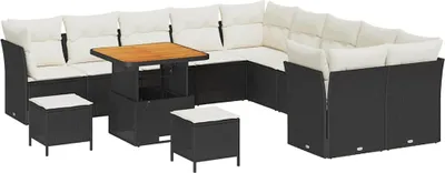 Immagine prodotto di vidaXL Set di divani da giardino 13 pezzi in Poly-Rattan nero