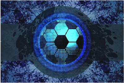 Produktbild von Wallario Wandbild Fußball Design - Abstraktes Muster in blau, Größe: 61 x 91,5 cm, Poster mit rahmenlosen Bildhalter