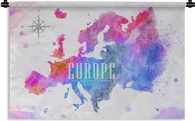 Produktbild von MuchoWow® Wandteppich Wandbehang Farben - Wasserfarben - Europa 120x80 cm Tapisserie Dekoration Wandtuch - Wanddekorationen - Wandtücher
