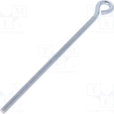 Obrázek produktu pro 10 kusů: Háček L, délka: 170 mm, typ HO.6170, šroubový čep, délka závitu: 141 mm, kroužek, zinkový