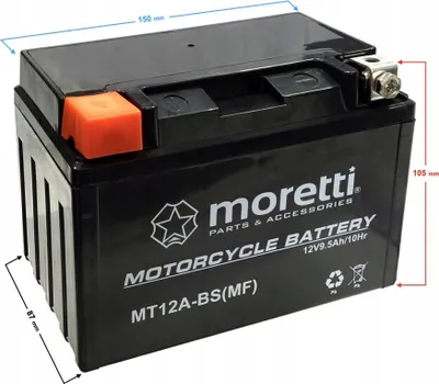 Zdjęcie produktu dla Akumulator żelowy MT12A-BS YT12A 12V 140A 9.5AH Akumulator motocyklowy Moretti AGM
