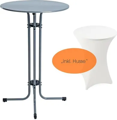 Produktbild von Stehtisch Bistrotisch Metall Garten Tisch Ø 70 cm Bartisch Grau inkl. Husse