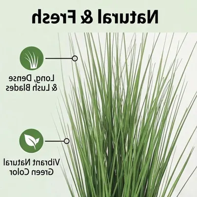Dekorative Kunstpflanze im Topf - Kunstpflanze mit Weizengras und Blättern für Zuhause, Büro und Garten - 60 cm hoch