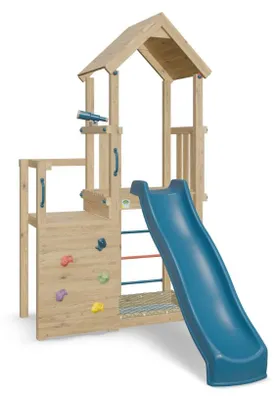 Produktbild von Trigano Spielturm Holz "AGILE XPLORER 2" mit Sandkasten mit Netz, Plattform mit Rutsche, Kletterwand und Fernglas