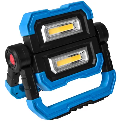 Obrázek produktu pro XUDO LED stavební reflektor 2x5W Přenosná dílenská lampa na baterie 6xAAA, skládací, modrá, bezdrátová pro kempování a nouzové použití