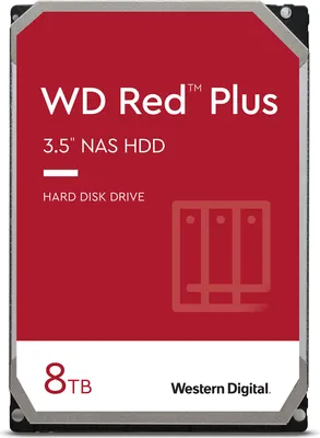 A product shot of a WD Red Plus 8TB NAS HDD.