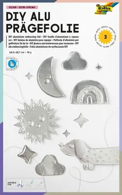 Alu-Prägefolie Silber, 3 Blatt, 70 µ, 18,5 x 29,7 cm
