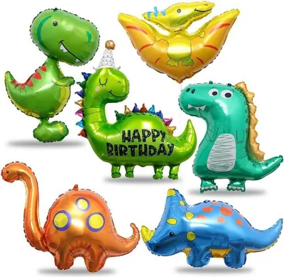 Obrázok produktu pre sada 6 fóliových balónikov s dinosaurami na detské oslavy a narodeniny
