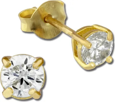 Image de SilberDream Boucles d'oreilles dames argent 585 plaqué or cercle 4mm SDO9154YW