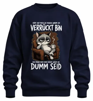 Immagine prodotto di Felpa con cappuccio, colore blu navy, taglia 3XL, con la scritta: "Perché siete così stupidi? Sono pazzo." (Stile sarcastico)