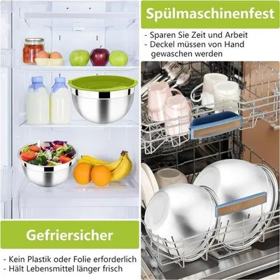 Image de Batterie de casseroles en acier inoxydable, lot de 3 pièces, hermétique, empilable, 4,5 l, 2,7 l, 1,5 l