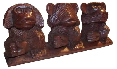 Immagine prodotto di Figura di legno Scultura Figura astratta di legno Statua Africa Asia Decorazione fatta a mano 3 Scimmie, Insieme