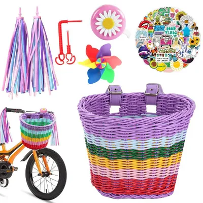 Produktbild von Fahrradkorb für Kinder – Abnehmbarer Korb mit Aufklebern und Zubehör