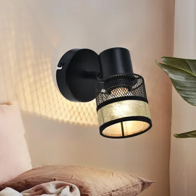Image de ZMH Plafonnier Spot de plafond 1 flamme Noir E27 Plafonnier couloir Métal Vintage 330°Rivelable pour salon chambre cuisine escalier salle de bain