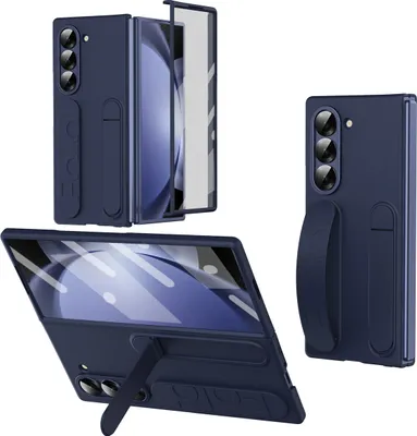 Produktbild von Hülle für Samsung Galaxy Z Fold 5 Vertikale Armbandtasche mit Eingebautem Displayschutz, Griffring, Ständer, Kameraschutz Handyhülle Weiß