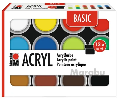 Produktbild von Marabu Acrylfarben-Set BASIC 12 x 18 ml