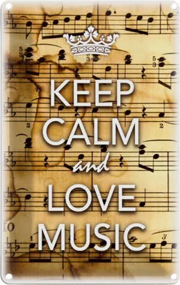 Produktbild von vianmo Blechschild 18x12 cm Keep Calm and love music Yoga