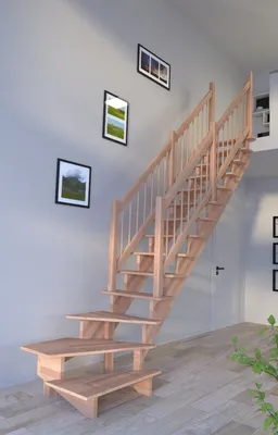 Obrázek produktu pro Dřevěné schodiště Lindos (buk) v 1/4 točité konstrukce vpravo-100 cm-dřevěné designové zábradlí-obě strany-bez podstupnic