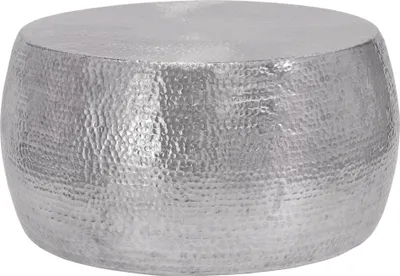 Produktbild von WOMO-DESIGN Couchtisch Ø 90x45 cm Silber, Unikat, Hammerschlag-Optik, Handgefertigter Beistelltisch, Orientalischer Wohnzimmertisch, Runde Tisch