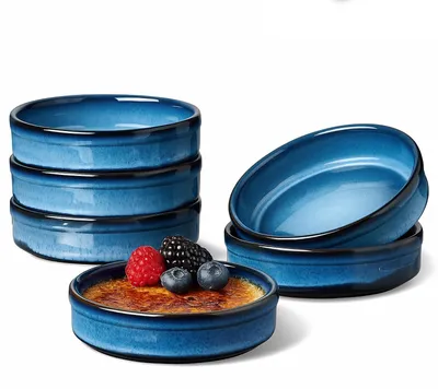 Ramekin-Set 6er, 4 oz, ofenfest, blau, Porzellan, Dessert