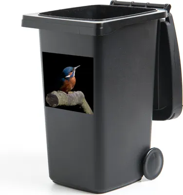Produktbild von MuchoWow® Mülltonnenaufkleber Eisvogel - Zweig - Federn - Schwarz 40x40 cm - Abfall-Aufkleber - Container - für Abfallcontainer