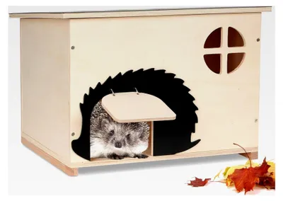 Produktbild von Igelhaus mit Rattenklappe und Labyrintheingang, winterfest, großes Igelhotel mit Boden 37 x 30 x 28 cm, Holz-Igelhütte für Igel zum Unterschlupf und Winterschlaf
