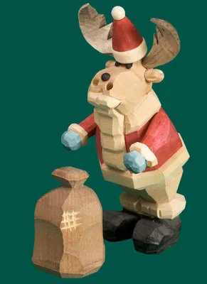 Produktbild von Räucherfigur Weihnachtsmann mit Geschenkesack geschnitzt Höhe 15cm NEU