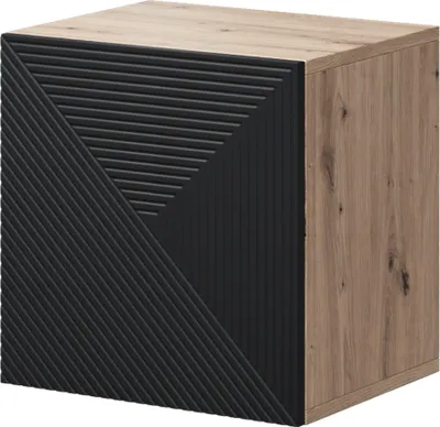 Obrázek produktu pro Závěsná skříňka Asha s dvířky a policí – dub Artisan a matná černá | Barva: matná černá | Rozměry: 40 x 40 x 32