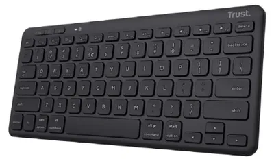 Productafbeelding van Trust Lyra, Mini, Draadloos, RF draadloos + Bluetooth, Schuifschakelaar, QWERTY-toetsenbord, Zwart