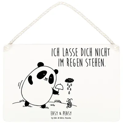 Produktbild von Mr. & Mrs. Panda Schild Panda Zusammenhalt DIN A5 - Weiß - Geschenk, Wandbild Holz, kleine aufmerksamkeit, wandtafel, holzbild, Türschild