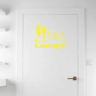 Produktbild von Wandtattoo - Wandaufkleber - Tür-/Wandtattoo "Lokus Lounge" - 60cm x 46cm gelb - Dekoration Küche Wohnzimmer Wand
