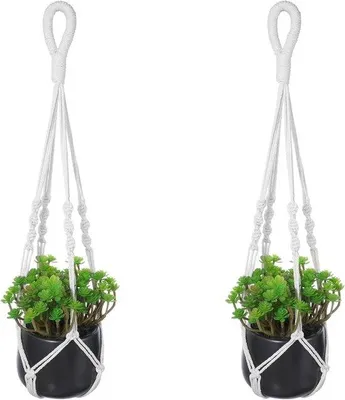 Obrázek produktu pro Makramé závěsná dekorace na rostliny – do interiéru – 58 cm – květináče – bytové doplňky – dekorace na balkon – zahrada – nástěnná dekorace