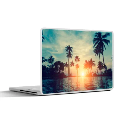 Produktbild von MuchoWow® Laptop Aufkleber Sticker Cover Meer - Sonnenuntergang - Palme - Wolken 31x22.5 cm - Laptop-Deko